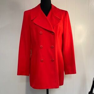 Oleg Cassini Red Double Breasted Blazer Coat | Belted Look | Size 12